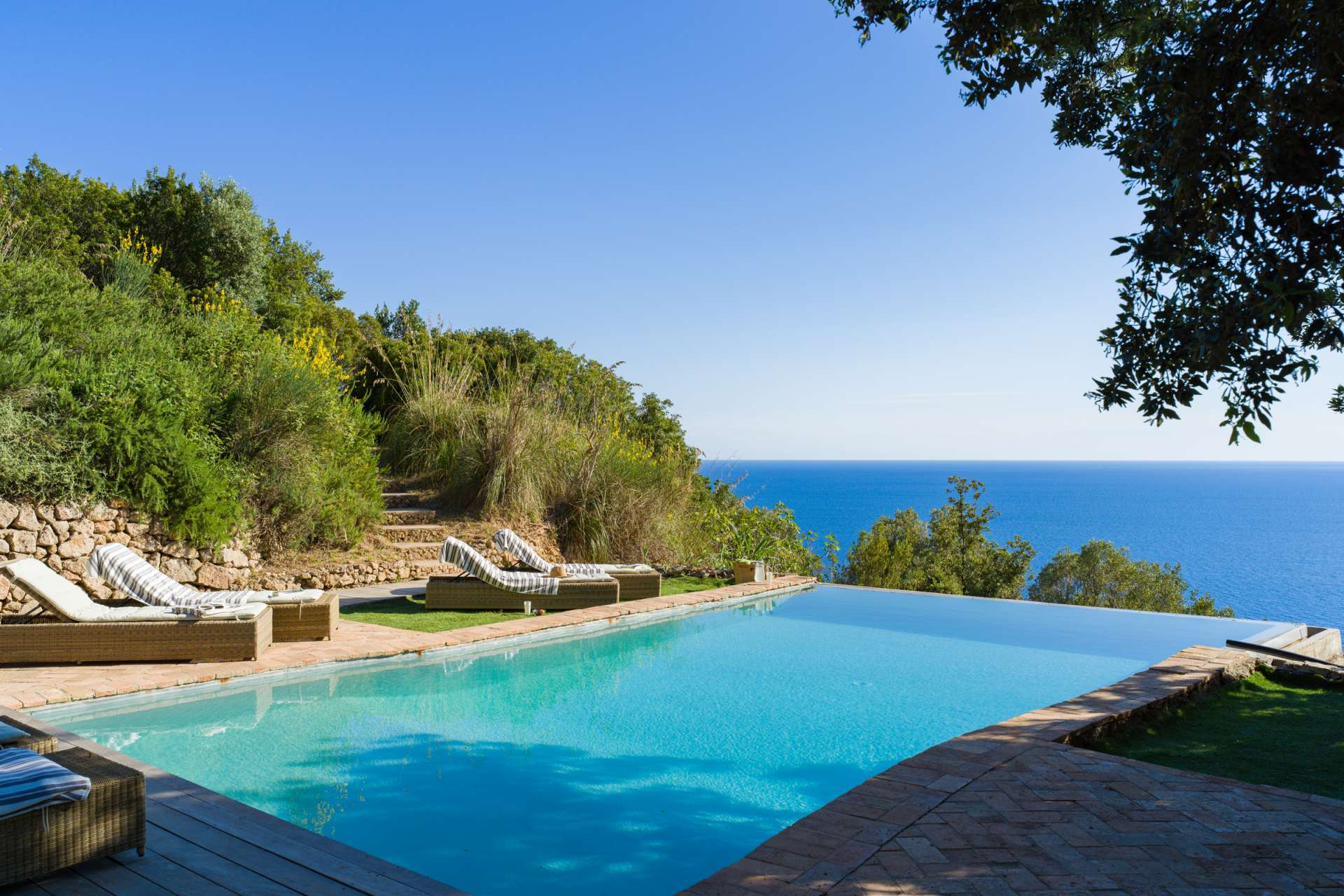 Spini Bianchi The private infinity-edge swimming pool is set two terraces below the house.