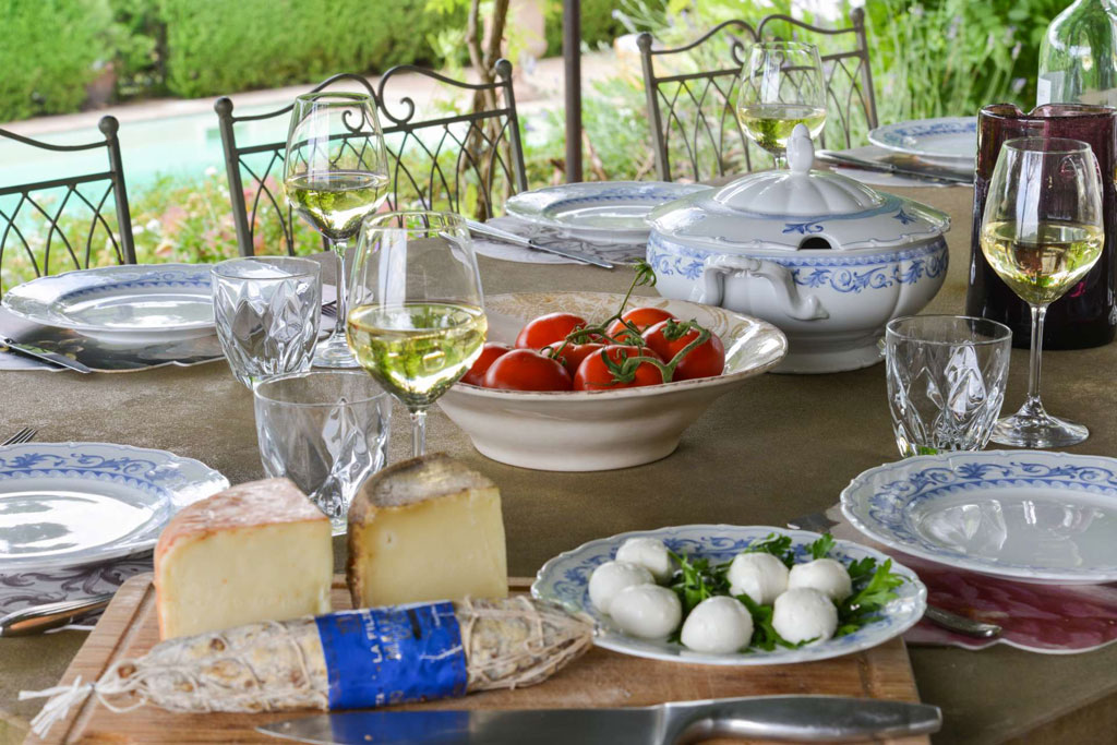 Aperitivi italiani with cold pasta salads, crudite and salami