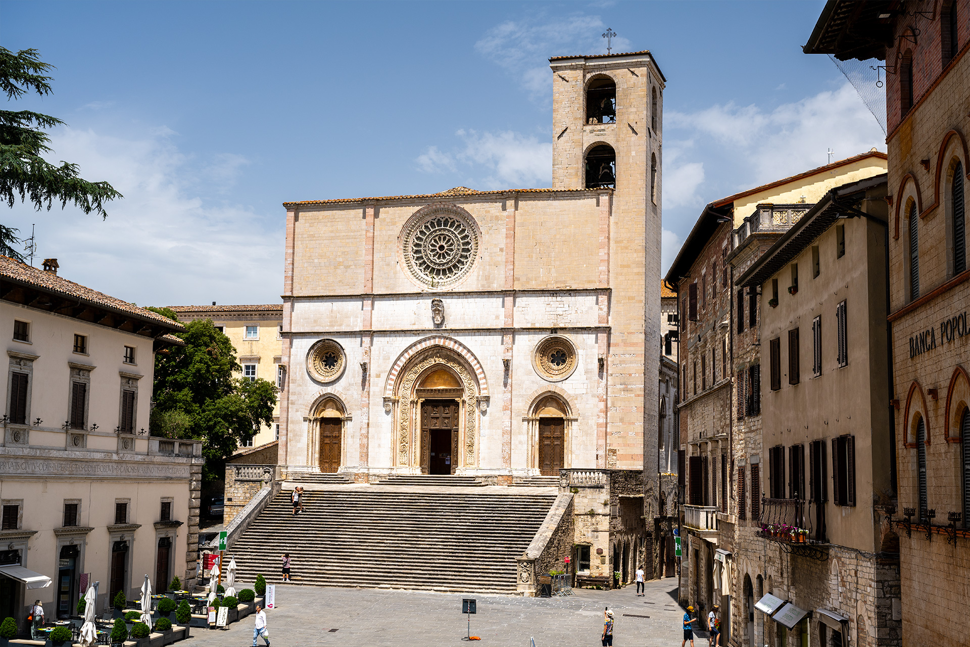 athedral of San Rufino Assisi Umbria Italy Romanesque facade and central square