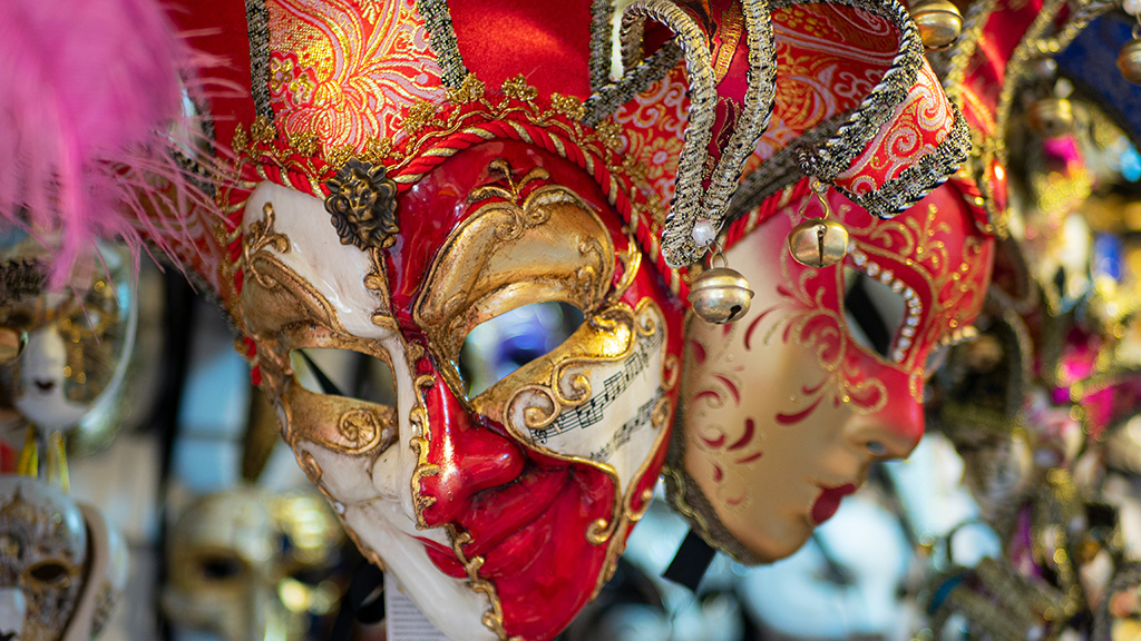 Venice carnival masks for sale, Venice, Italy.