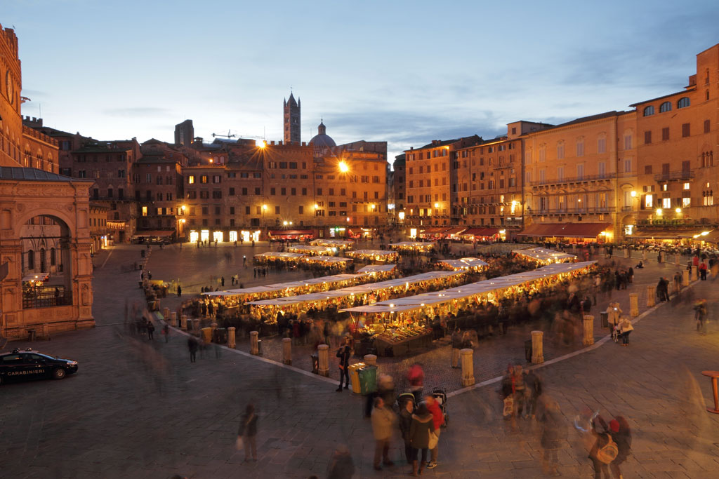 Siena market by night