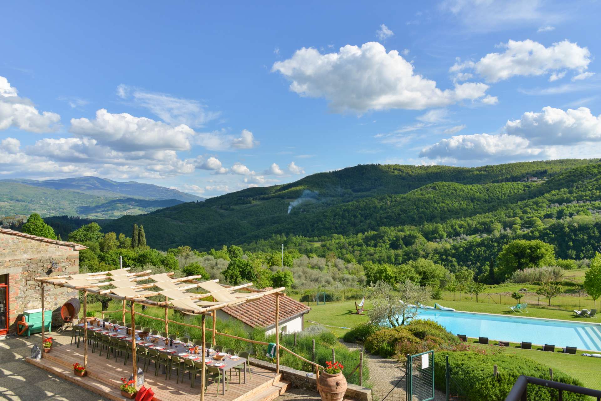 The Estate Of Petroio with Staff and Cook The outdoor dining area of Il Borgo di Petroio