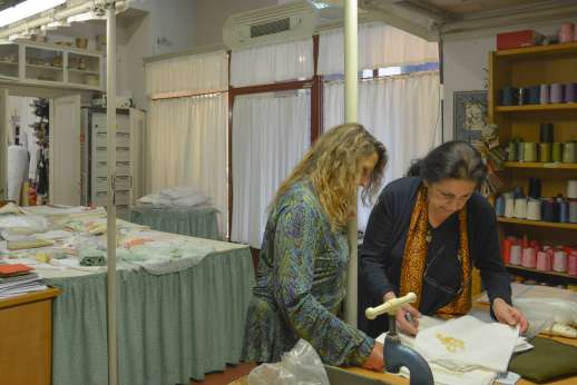 The Artisans of Florence - An Italian artisan working on a piece of clothing during a workshop in Tuscany