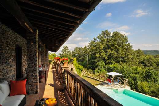 Campo Chinandoli - Full view of the shaded balcony above to pool
