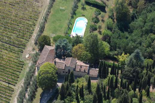 La Villa Di Petroio - Arial photo of La Villa Di Petroio showing pool and football pitch.