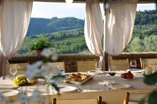 Podere Celli - The large Loggia with amazing views.