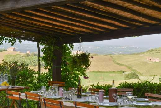 Poggio Alto - Shaded outside dining with gorgeous panoramic views