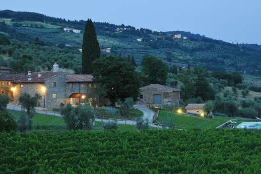 Staffed weddings at The Estate of Petroio - Il Borgo at dusk.