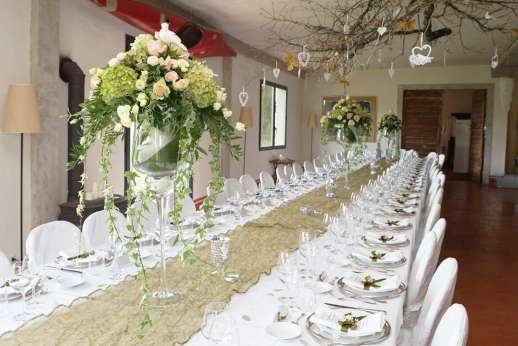 Weddings at Villa Atena - The large dining area set for the reception