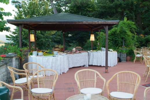 Weddings at Villa Atena - Serving area of cured meats, wines and other delicious foods