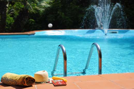 Villa Denise -  The private round pool, 10 x 10m/32 x 32 feet, is set in front of the house with an attached shallow/whirlpool area.