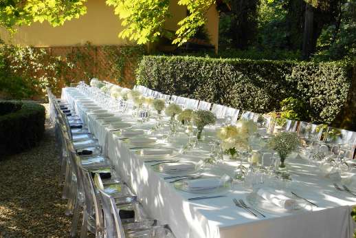 Weddings at Villa Di Masseto - A reception dinner can be arranged with seating under the gazebo for to 40 guests, overlooking the gardens and breathtaking views.
