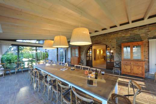 Weddings at Villa Ostignano - Dining conservatory leading back in to the large sitting room