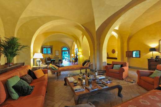 Poggio Ai Grilli - Ground floor huge living room with fireplace, sofas and various sitting areas