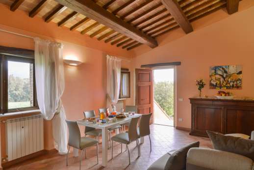 Solomonio - New Wing/Upper Ground Foor - External staircase from the garden or through the main house to a large room with a small kitchen and a dining table.