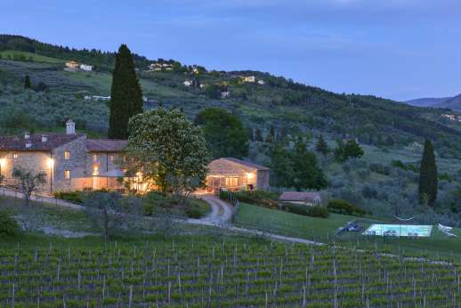 The Estate Of Petroio - Il Borgo di Petroio illuminated at night.