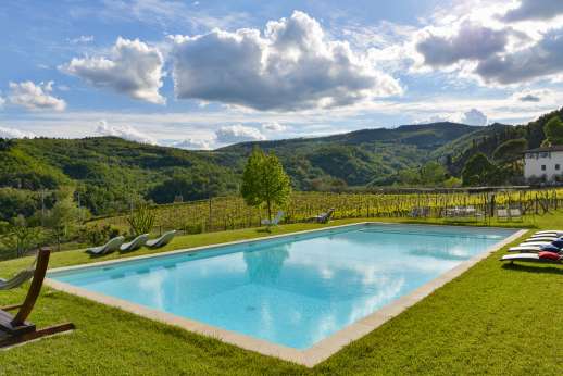 The Estate Of Petroio with Staff and Cook - Large outside dining area - Swimming pool set on a lower terrace enjoying sweeping views of the surrounding Rufina hills and bathes in the sun all day