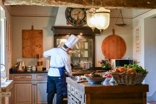 Staffed weddings at The Estate of Petroio - Kitchen with a professional cooker and a separate pantry.