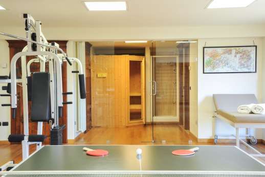 Palazzo Cheto - Guest house lower ground floor gym, sauna, Ping-pong table and bathroom with shower.