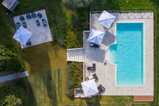 Santa Gelsa - The pool area is gated, ensuring peace of mind for families travelling with young children, and furnished with modern loungers and parasols