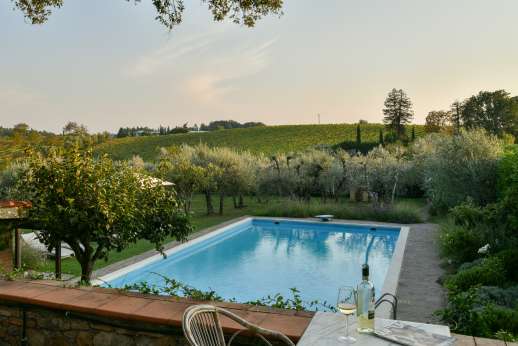 Palazzo Nelle - The gated swimming pool, sitting 40 metres from the house, measures 15 x 7 meters with a variable depth from 1.50 to 2.80 meters