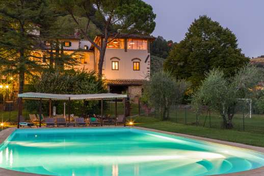 The Estate of Petroio with Staff and Cook - Fully lit pool ideal for an evening swim.
