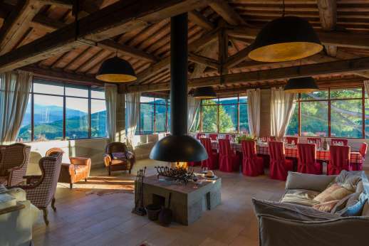 The Estate of Petroio with Staff and Cook - Very large open plan living and dining room for up to fourty people with central fireplace.