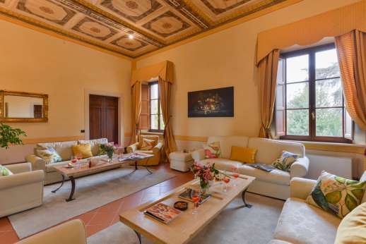 Santa Gelsa - First floor main living room double doors on either side open to two smaller sitting rooms