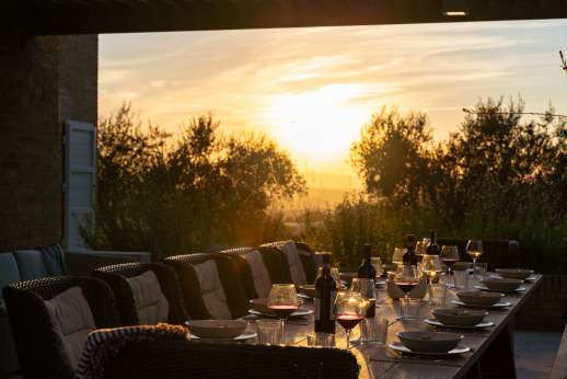 PodereSole- Sunset under the ding loggia