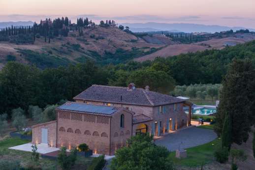 PodereSole - The villa is perched at the end of a private road on a hilltop just 19km south of Siena