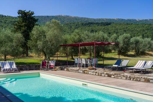 Podere Castelluccio - Views from the pool terrace.