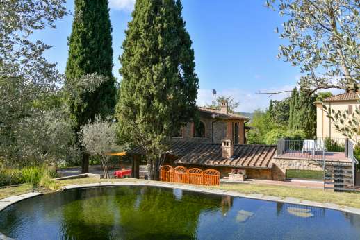 Delpietre - The bathing biolake is set just a few stone steps from the portico at the front of the villa