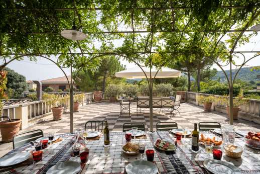 La Fattoria di Sarteano - A shaded dining area for enjoying your meals outside