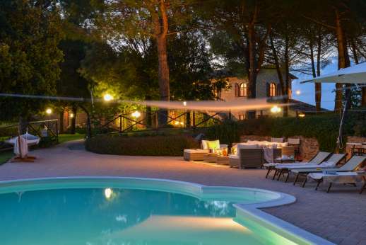 Villa Ostignano - The swimming pool, 13 x 6m/43 x 20 feet, is set about 60m/200 feet with shaded lounge area close to it
