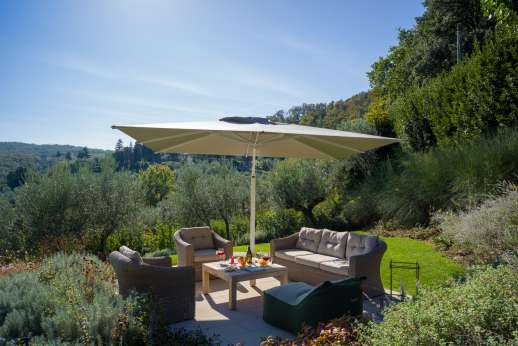 Fontegaia - Plenty of shade fitted with garden furniture from which to enjoy al fresco meals as the stunning views
