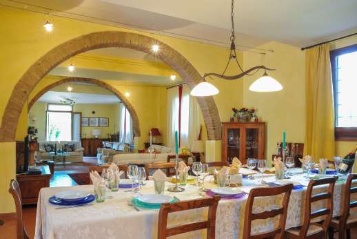 Villa D'Elsa - View from the kitchen towards the open plan living room.