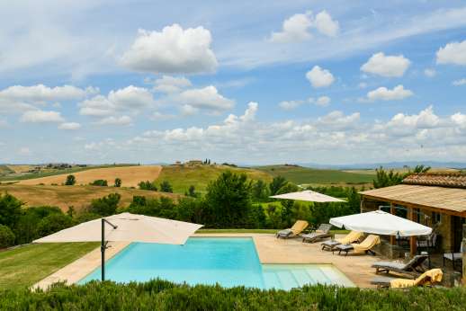 La Piana - The view from the pool with Siena in the distance.