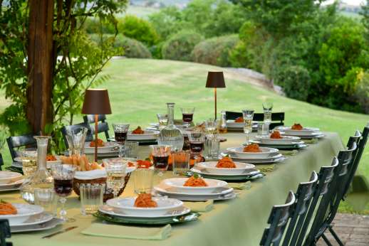 La Piana - The shaded pergola ideal for dining al fresco set just along the way from the kitchen.