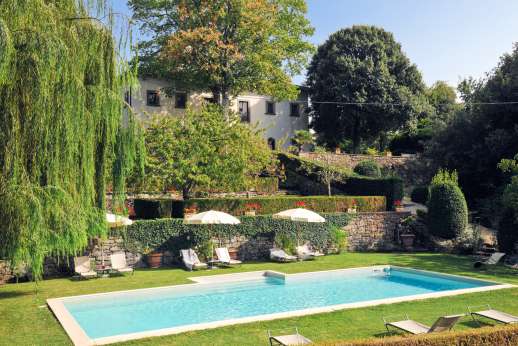 The pool is set about 30m/yards from the villa on a lower terrace