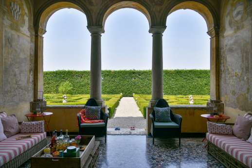 Villa Zambonina - The central loggia with views of the Italian gardens.