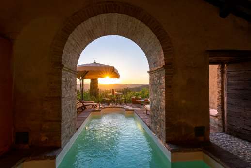 Santi Terzi (x 14 people) with Staff and Cook - The heated swimming pool, 3 x 10m/10 x 32 feet, is set on a stone terrace that is partially sheltered by a colonnade.