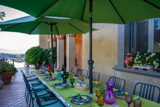Outside shaded dining