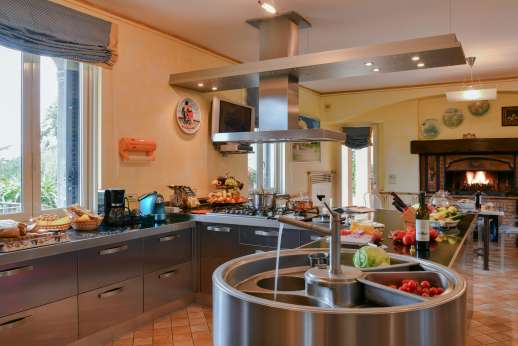 On the lower ground floor the kitchen