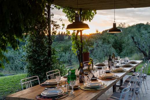 La Magione - Two large terraces lie immediately outside the house: one provides a shaded dining area.