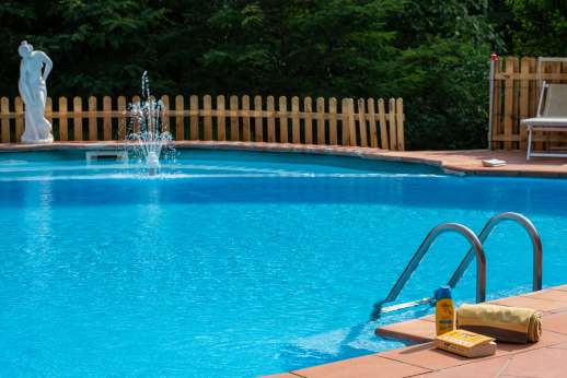 Villa Denise -  The private round pool, 10 x 10m/32 x 32 feet, is set in front of the house with an attached shallow/whirlpool area.