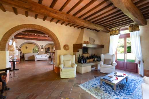 Podere Celli - A part of the very large air conditioned open plan sitting room.
