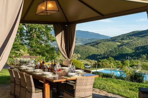 The Estate of Petroio with Staff and Cook - A shady gazebo for dining al fresco.