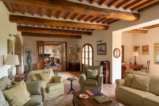 Casa Tara - Main house living room leading into the dining room.