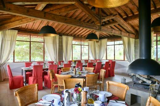La Villa Di Petroio - Very large open plan living and dining room for up to fourty people with central fireplace.